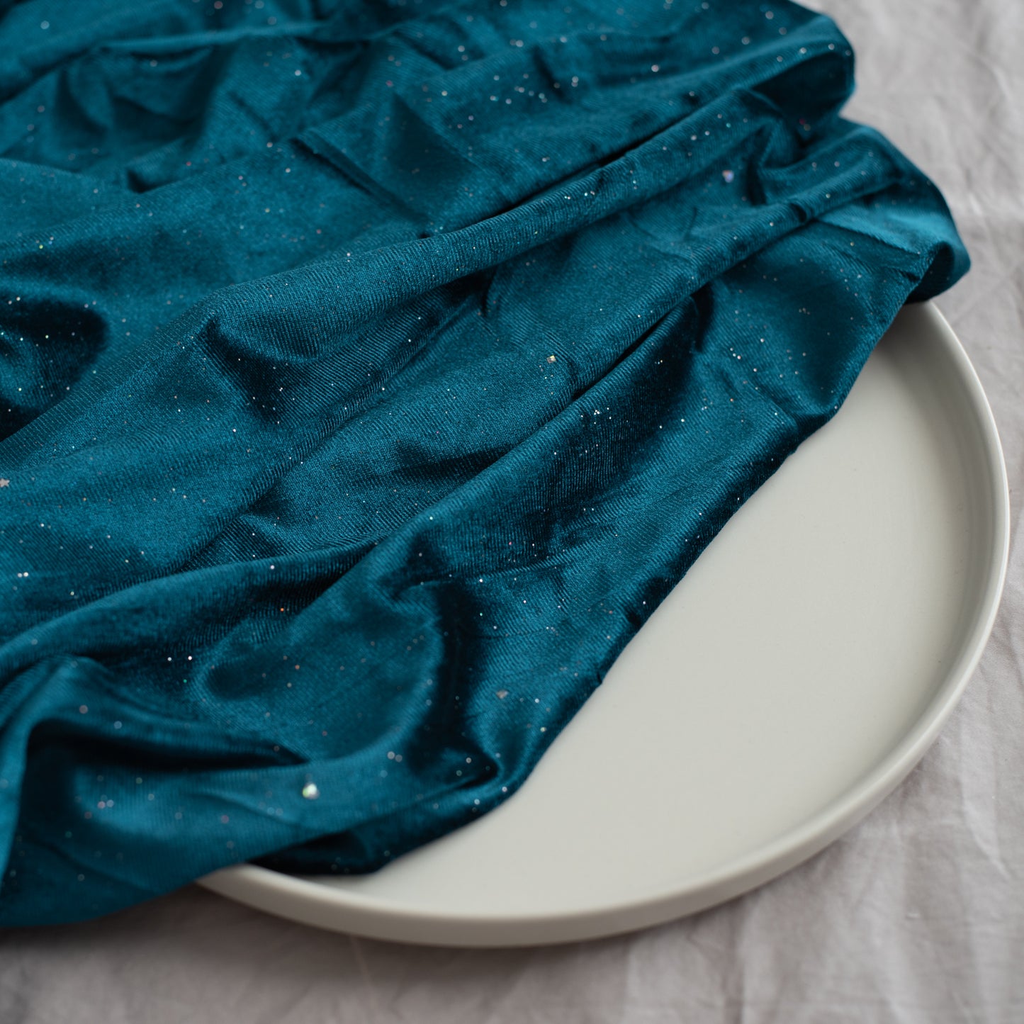 Glitter Stretch Velvet | Blue Peacock
