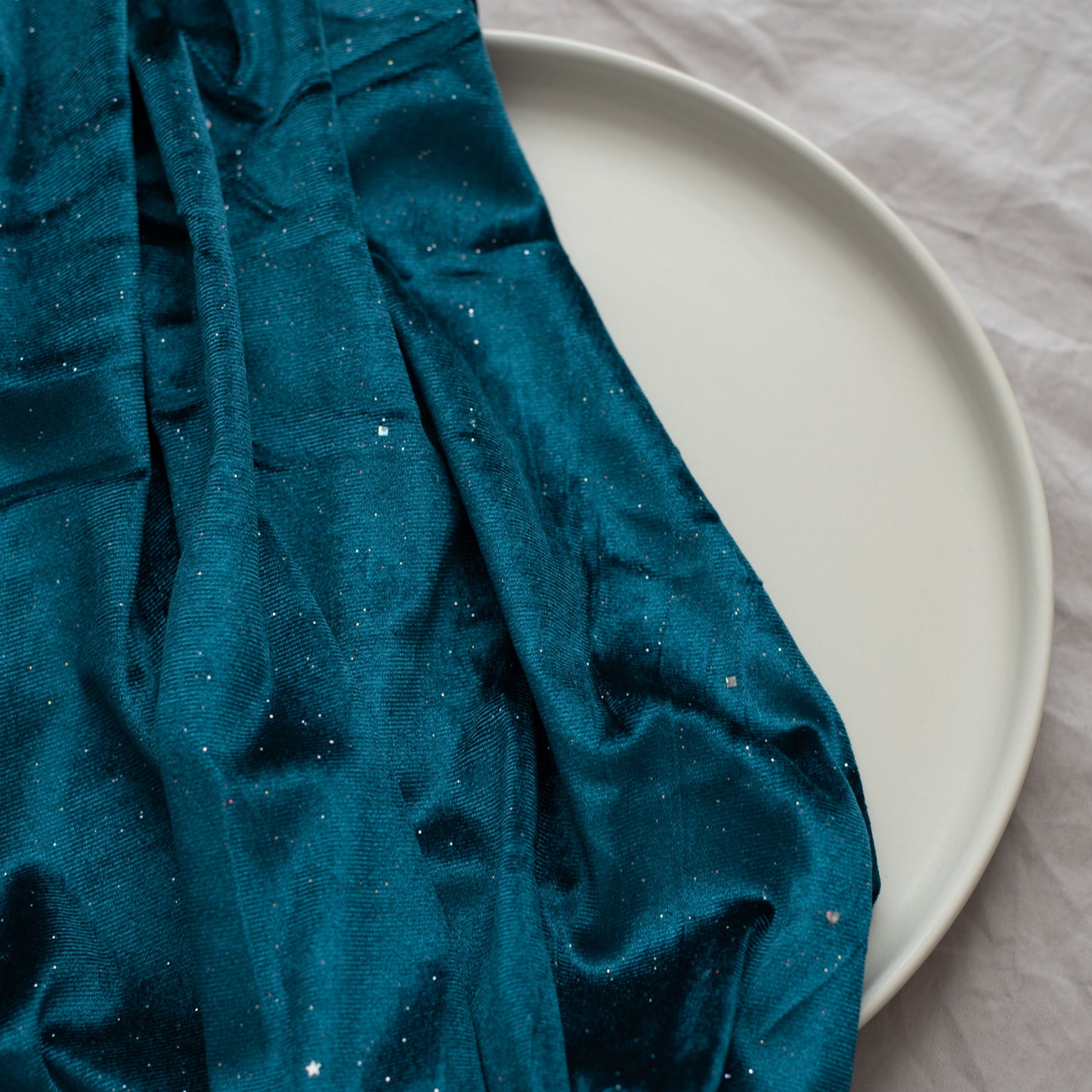Glitter Stretch Velvet | Blue Peacock