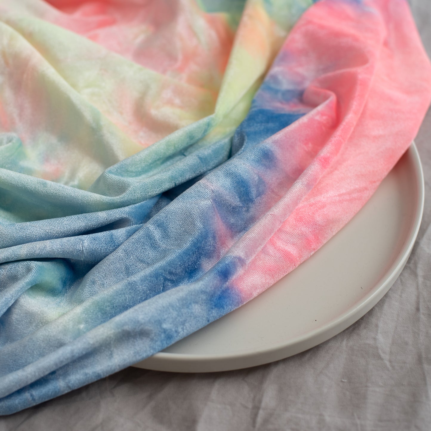 Tie Dye Stretch Velvet | Neon Rainbow