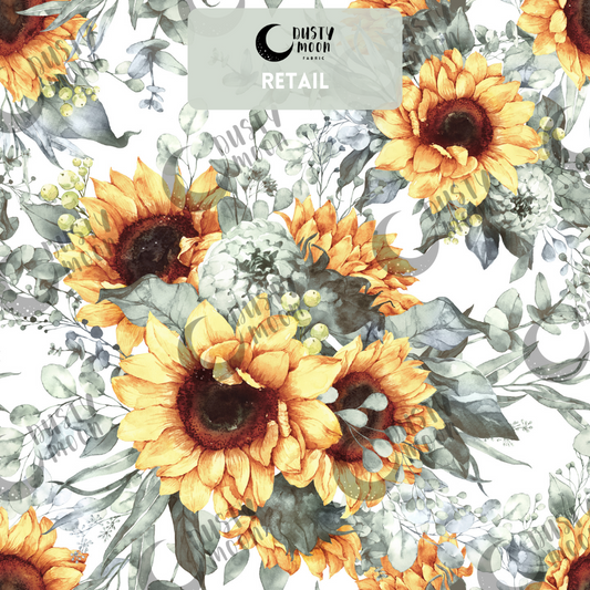 Sunflower Blooms White Woven | Retail
