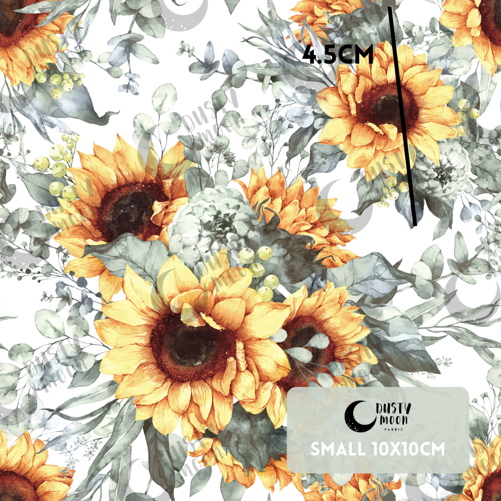 Sunflower Blooms White Woven | Retail