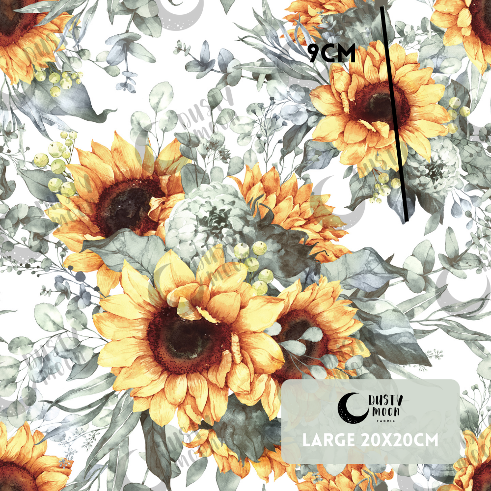 Sunflower Blooms White Woven | Retail