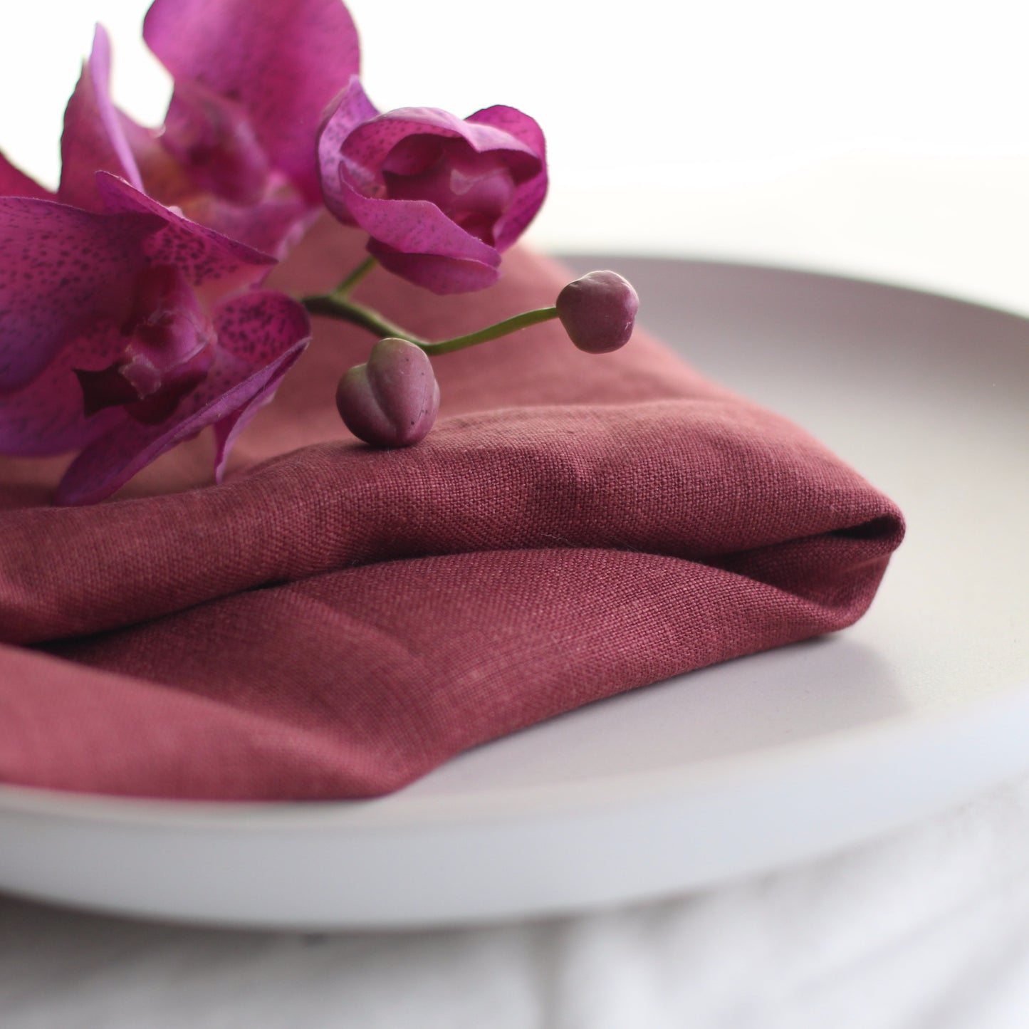 Stone Washed Pure Linen | Sangria Red x 50cm